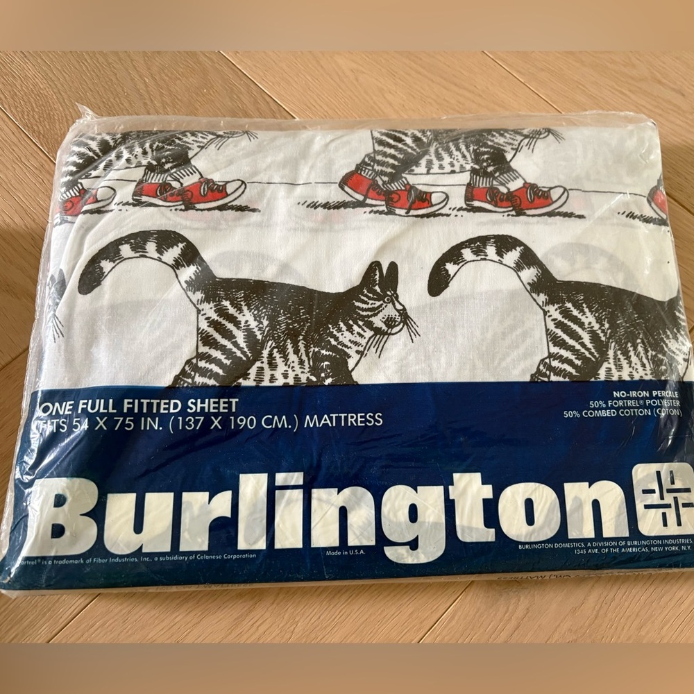 NEW Kilban Cat Vintage Super Burlington Sheet Caress B - Full Fitted - Sealed